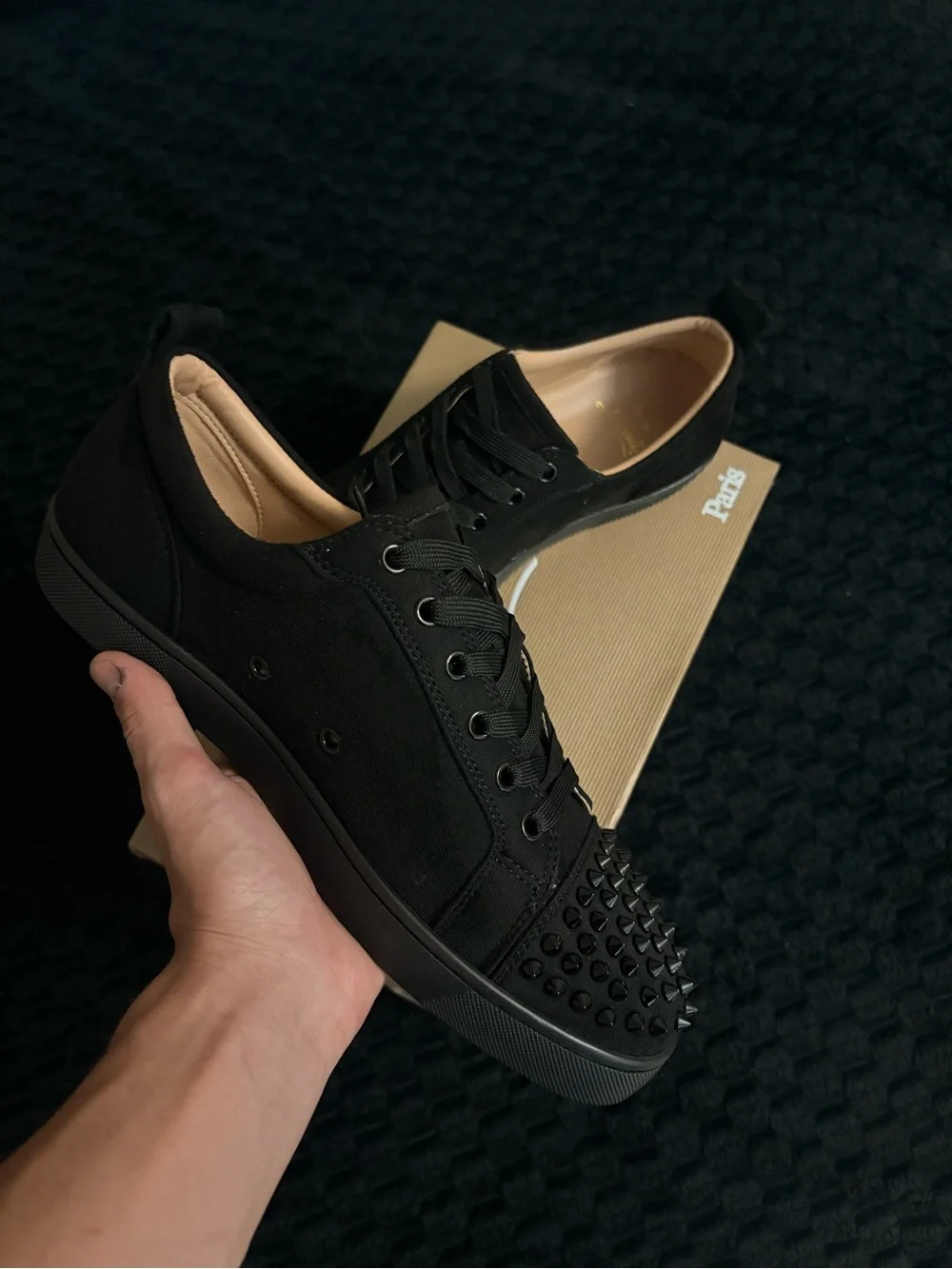 Christian Louboutin Black Studded Low-Top Sneakers